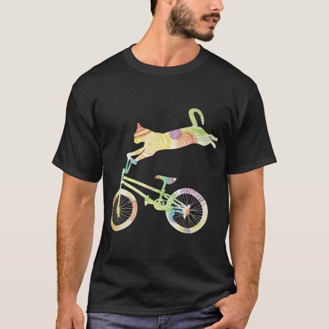 Camiseta Bicicleta de Bicicleta Cat Bicicleta Sua Coleção d (Frente)