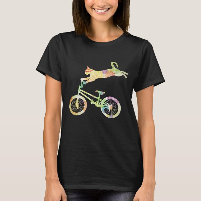 Camiseta Bicicleta de bicicleta Cat Bike - Sua coleção de p (Frente)