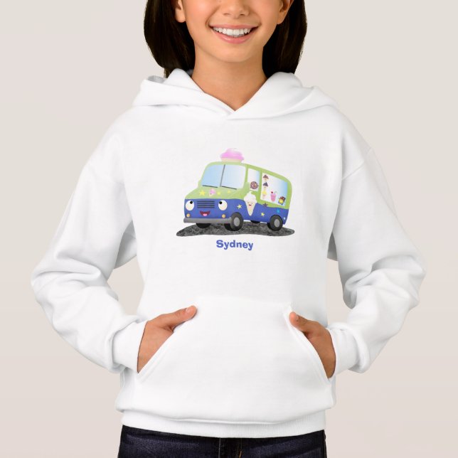 Camiseta Bicicleta de caminhão de sorvete feliz (Frente)