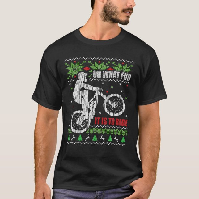 Camiseta Bicicleta De Montanha Feia De Natal Que Divertimen (Frente)
