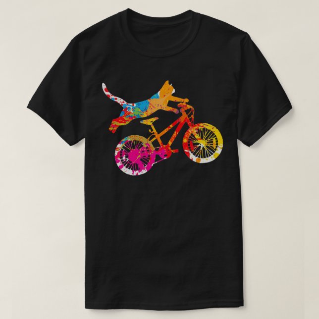 Camiseta Bicicleta de Ridículo de Gato Retrogradiente para  (Frente do Design)