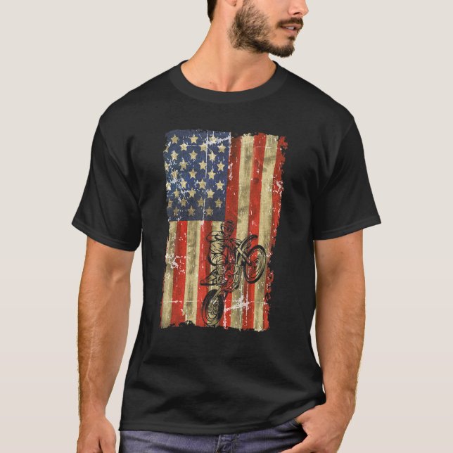 Camiseta Bicicleta Dirt 4 De Julho Meninos Moto Biker Homen (Frente)