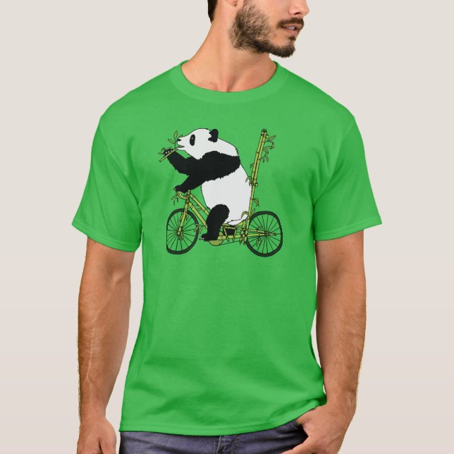 Camiseta Bicicleta do bambu da equitação do urso de panda (Frente)