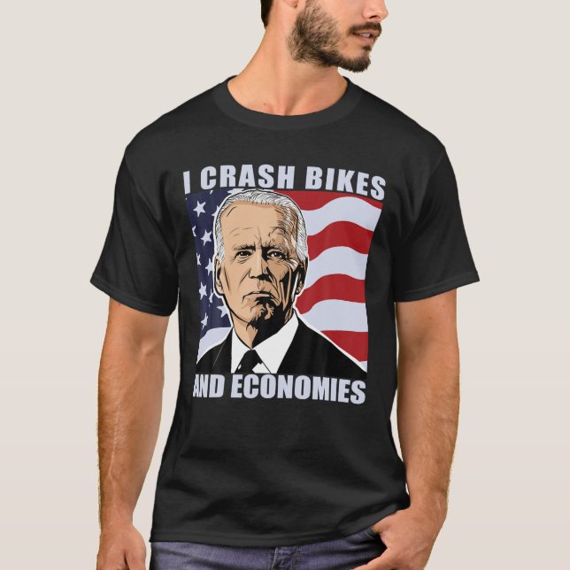 Camiseta Bicicleta Engraçada Anti Joe Biden, Eu Bati E Ce (Frente)