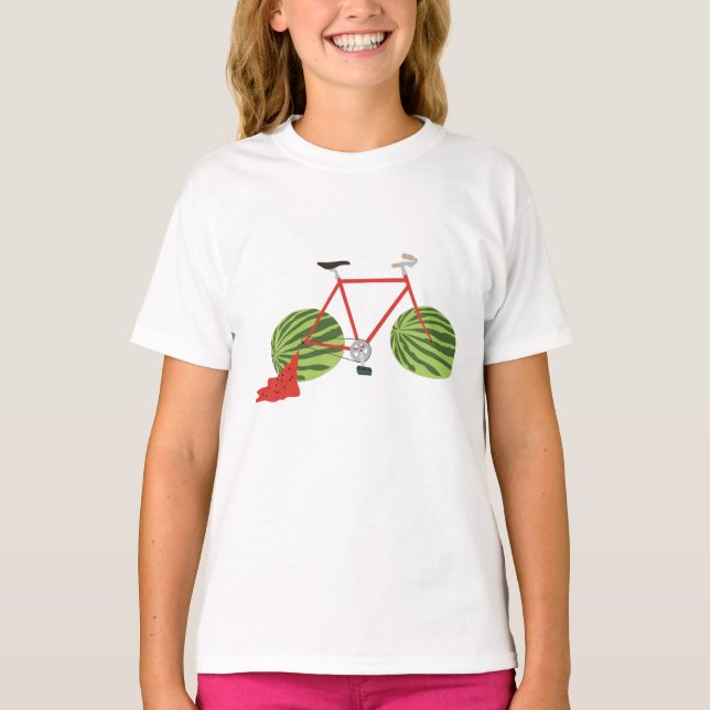Camiseta Bicicleta Engraçada com Rodas de Melancia (Frente)
