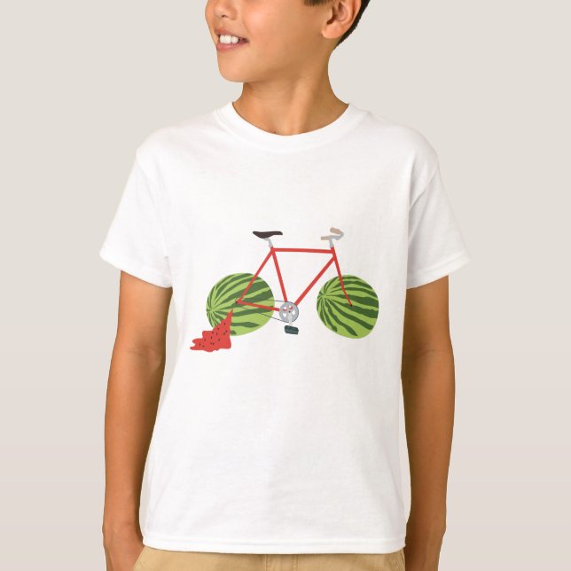 Camiseta Bicicleta Engraçada com Rodas de Melancia (Frente)