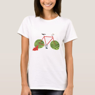 Camiseta Bicicleta Engraçada com Rodas de Melancia