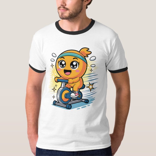 Camiseta Bicicleta Ergométrica de Exercícios Laranja Fofo D (Frente)