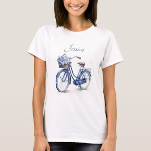 Camiseta Bicicleta Floral Azul Delft Personalizada