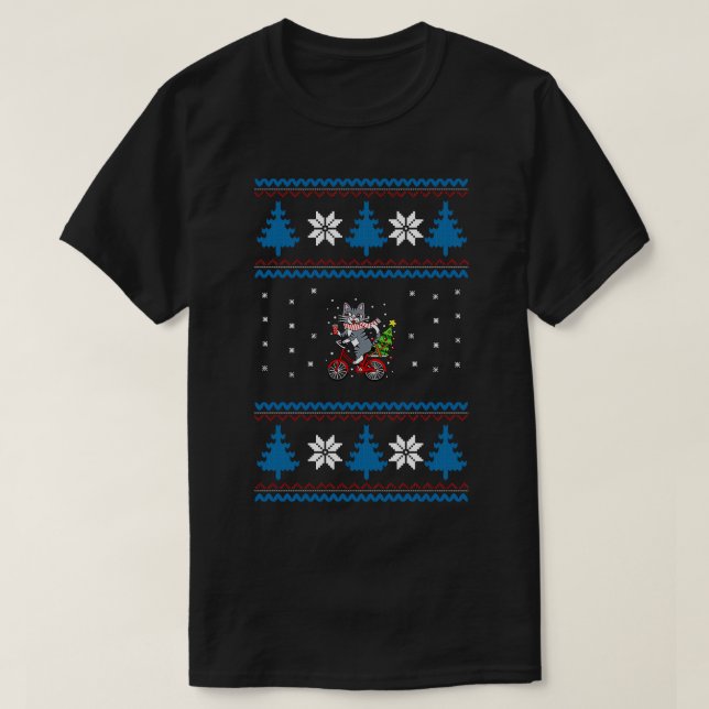 Camiseta Bicicleta Gato Natal Feio (Frente do Design)