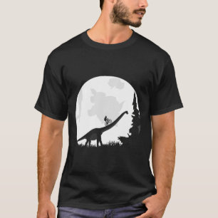 Camiseta Bicicleta Na Silhueta Da Lua Do Dinossauro Mtb Mon
