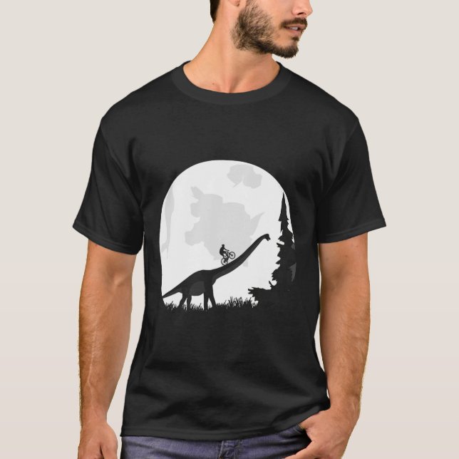 Camiseta Bicicleta Na Silhueta Da Lua Do Dinossauro Mtb Mon (Frente)