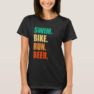 Camiseta Bicicleta natação Correndo Cerveja Nadando Triath