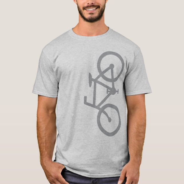 Camiseta Bicicleta, silhueta vertical, design das cinzas (Frente)