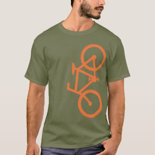 Camiseta Bicicleta, Silhueta Vertical, Design Laranja