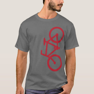 Camiseta Bicicleta, silhueta vertical, design vermelho