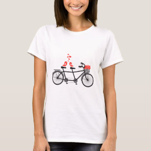 Camiseta bicicleta tandem com pássaros bonitinhos