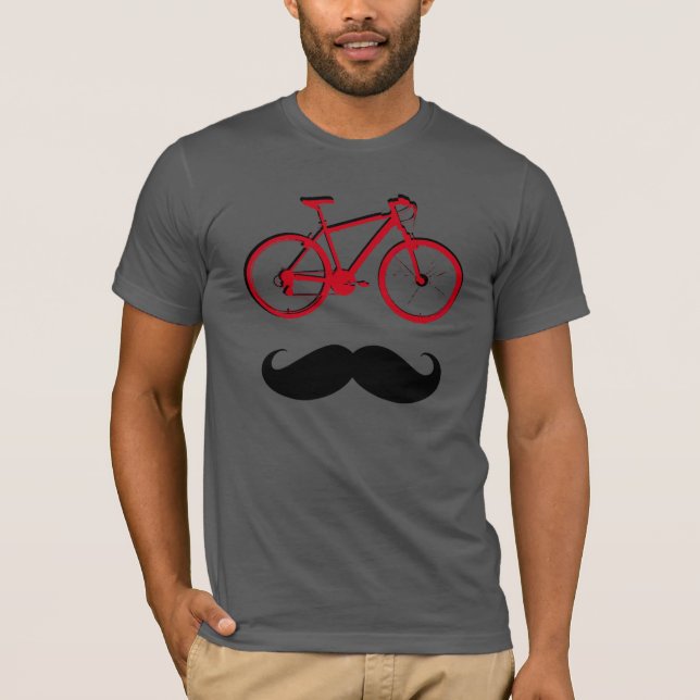 Camiseta bicicleta vermelha e bigode (Frente)
