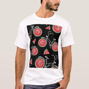 Camiseta Bicicletas de roda de melancia, padrão de verão.
