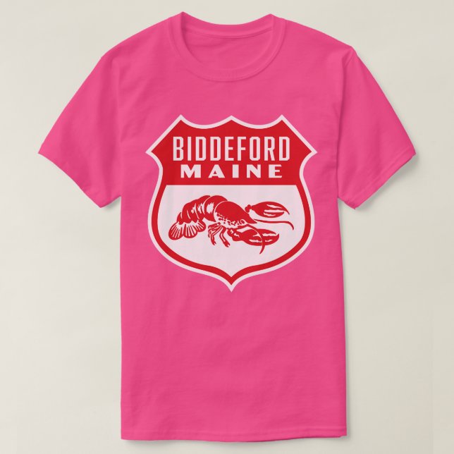 Camiseta Biddeford Maine Retro Shield Red (Frente do Design)