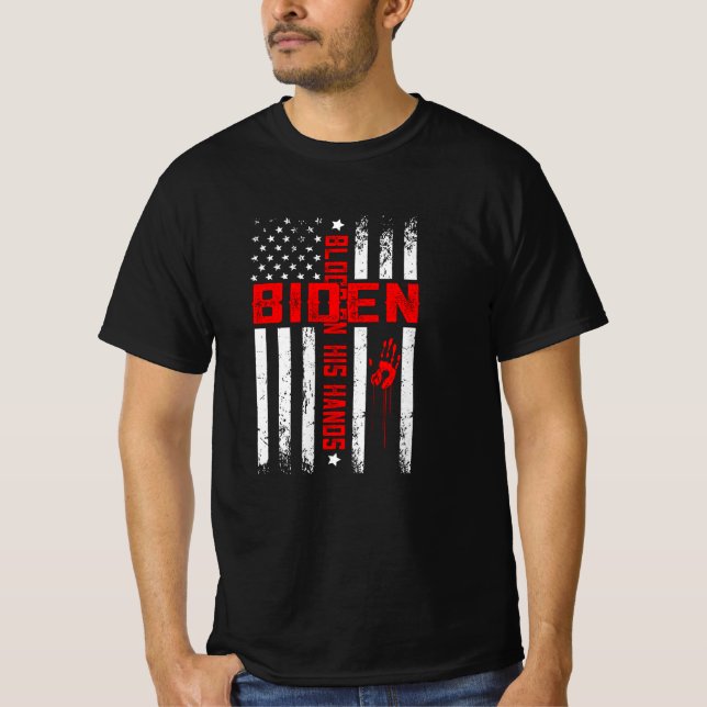 Camiseta Biden Blood Em Suas Mãos (Frente)