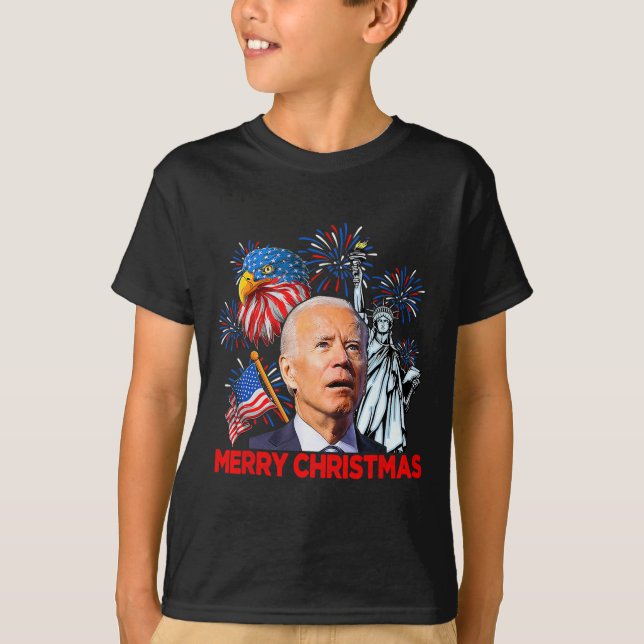Camiseta Biden Confusa Patriótica Feliz Natal Para 4º S (Frente)