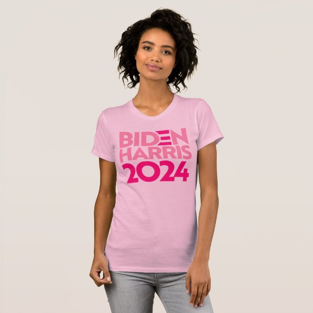 Camiseta Biden Harris 2024 a rosa (Frente Completa)