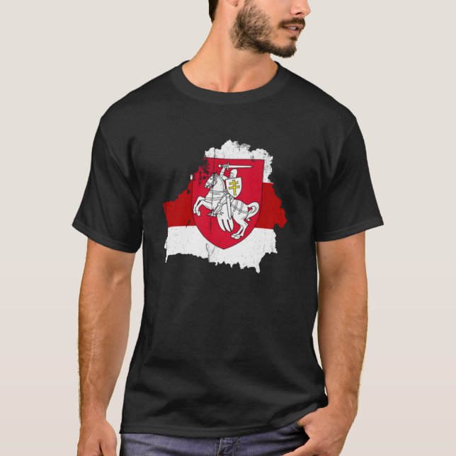 Camiseta Bielo-Rússia Red Pagonya Sinalizador de Apoio à Bi (Frente)