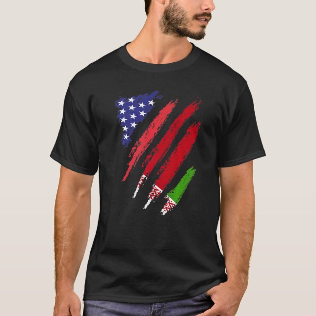 Camiseta Bielorrússia American Grown Flag USA Patriot Herit (Frente)