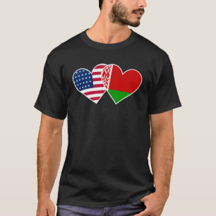 Camiseta Bielorrússia EUA Flag Twin Heart para a América Bi