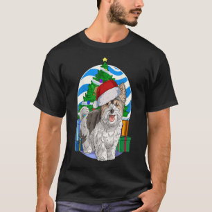 Camiseta Biewer Terrier Dog Papais noeis na árvore de natal