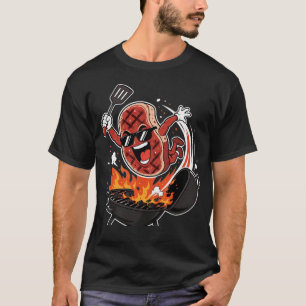 Camiseta Bife Dive Engraçado Bife Voador Churrasco Cartoon