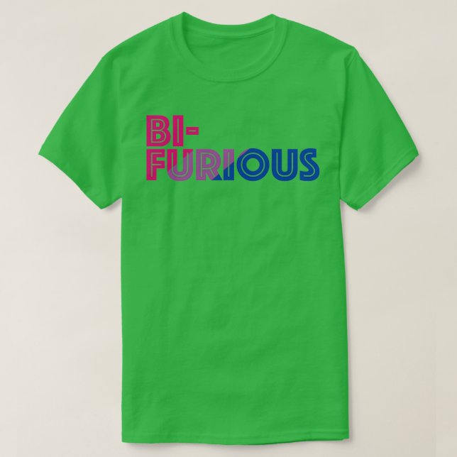 Camiseta Bifurious Bicurious Bisexual Bi (Frente do Design)