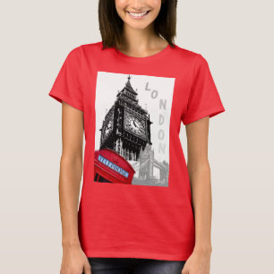Camiseta Big Ben Clock Tower London Red Telephone