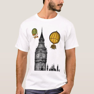 Camiseta Big Ben e Vintage Balões de Ar Quente