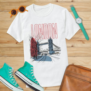 Camiseta Big Ben Londres Esboço Reino Unido Marco de Referê
