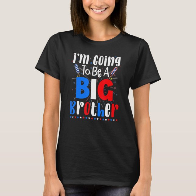 Camiseta Big Brother 4th Of July Pregnancy Gender Reveal Fi (Frente)