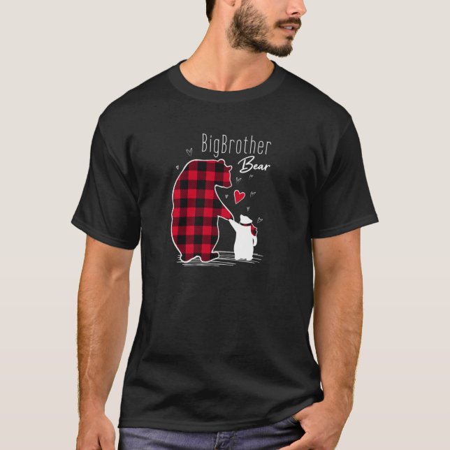 Camiseta Big Brother Bear Natal Pajama Red Buffalo Plain (Frente)