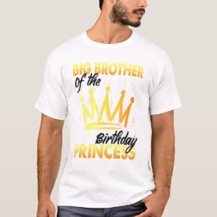 Camiseta Big Brother Birthday Princesa Garota Filha Birthd