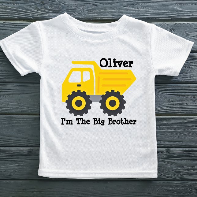 Camiseta Big Brother Kids Yellow Dump Truck Personalizado (Personalized Big Brother Kids Yellow Dump Truck Toddler T-shirt)
