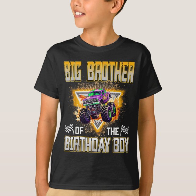 Camiseta Big Brother Of The Birthday Boy Monster Truck Birt (Frente)