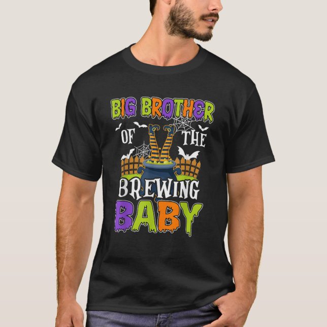 Camiseta Big Brother Of The Brewing Baby Halloween Witch Ba (Frente)