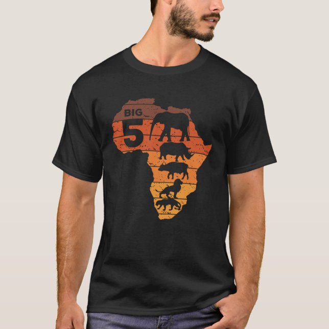 Camiseta Big Five African Animals Elephant Rhino Buffalo Li (Frente)