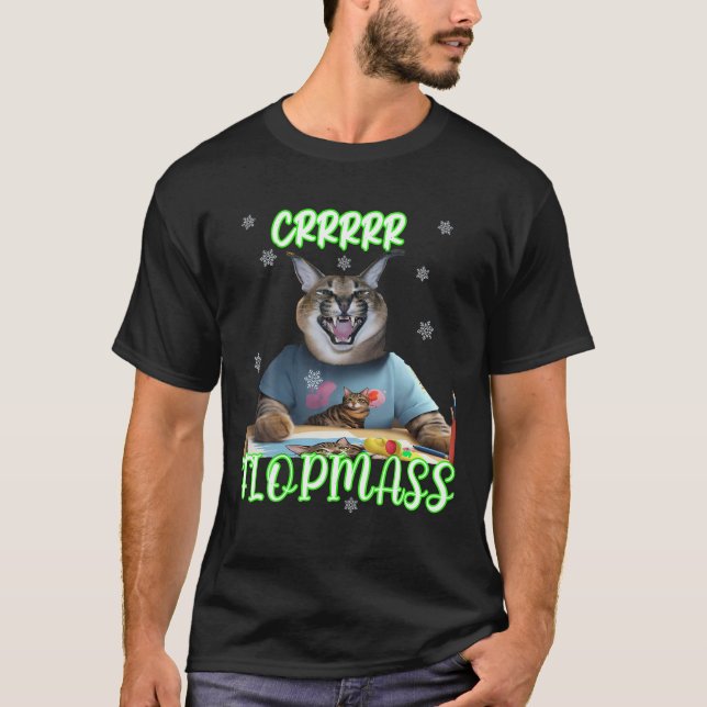 Camiseta BIG FLOPPA meme cat feliz natal (Frente)
