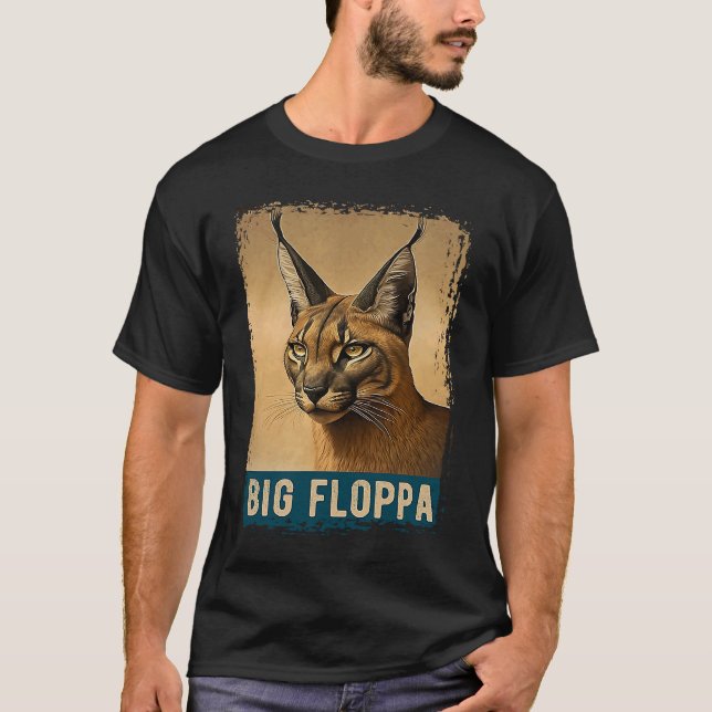 Camiseta Big Floppa Para Crianças Memória Gato Caracal Cute (Frente)