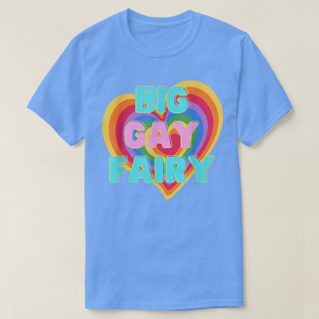 Camiseta Big Gay Fairy LGBTQ PRIDE ALLY Rainbow Flag  (Frente do Design)