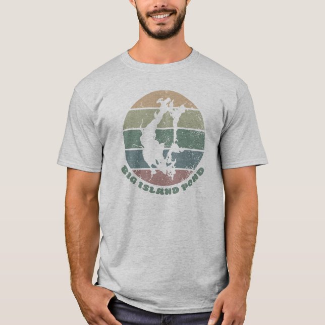 Camiseta Big Island Pond Vintage Retro Dusty Greens (Frente)