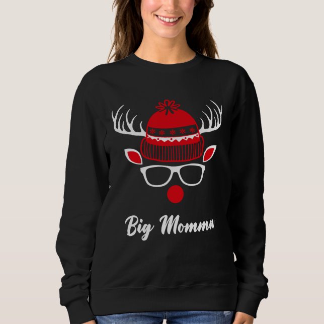 Camiseta Big Momma  Christmas Reindeer Face Family Matching (Frente)