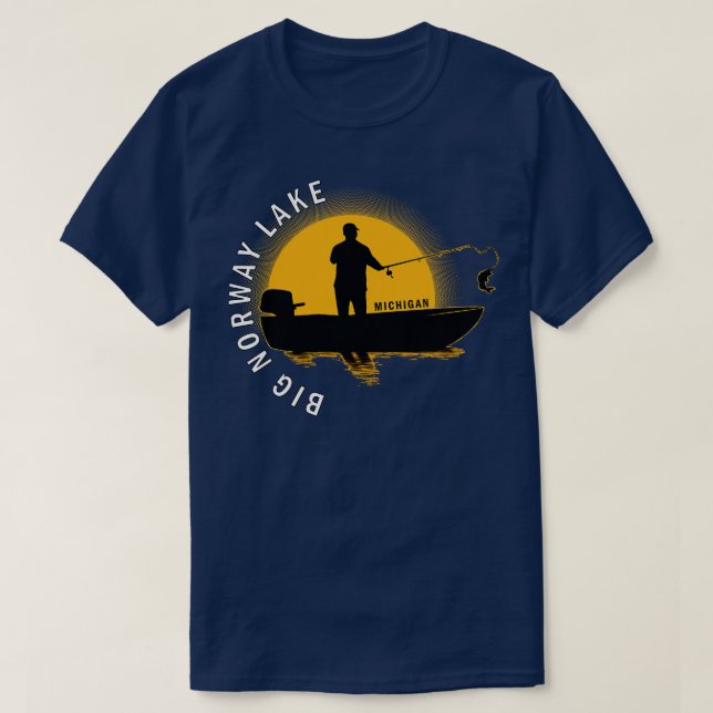 Camiseta Big Norway Lake Fish Michigan Sunrise (Frente do Design)