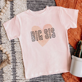 Camiseta Big Sis Blush Coração Correspondente à Família Irm